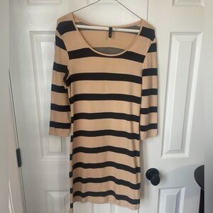 H&M Blue & Pink Striped Dress w/ 3/4” Sleeves. Size 6